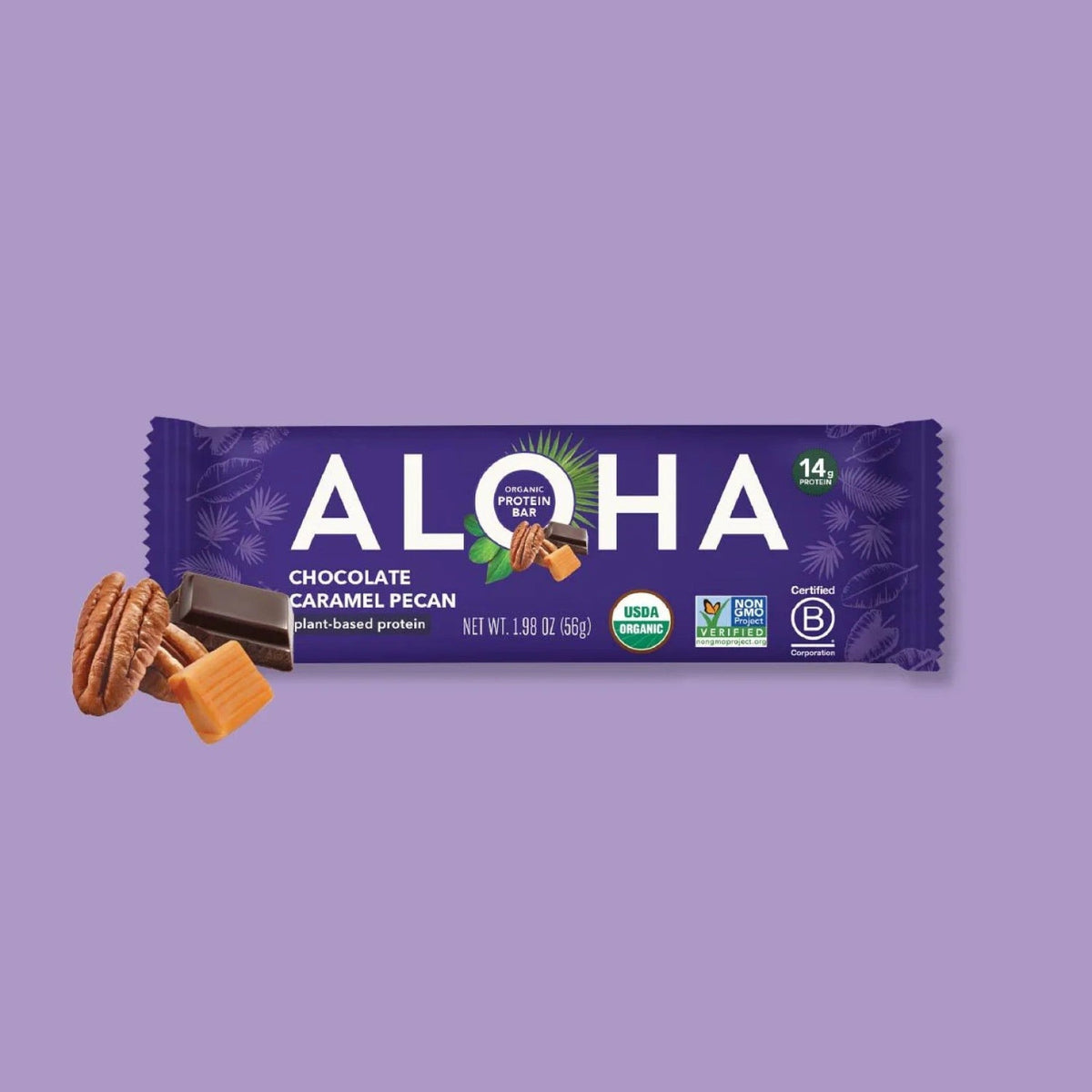 ALOHA Barras De Proteína Vegetal Chocolate, Caramelo Y Nuez Pecana