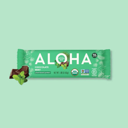 ALOHA Barras De Proteína Vegetal Chocolate Con Menta