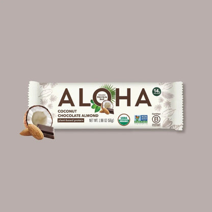 ALOHA Barras De Proteína Vegetal Coco, Chocolate Y Almendra