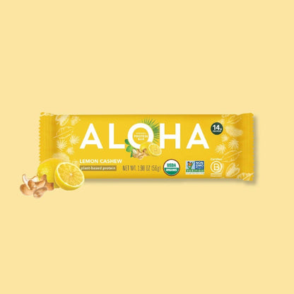 ALOHA Barras De Proteína Vegetal Limón Y Nuez De La India
