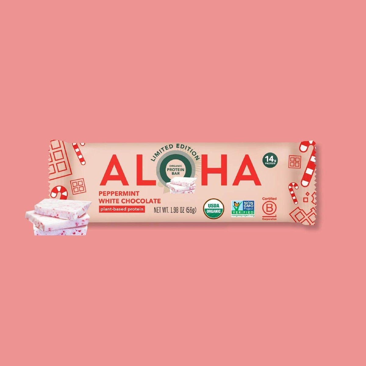 ALOHA Barras De Proteína Vegetal Menta Y Chocolate Blanco