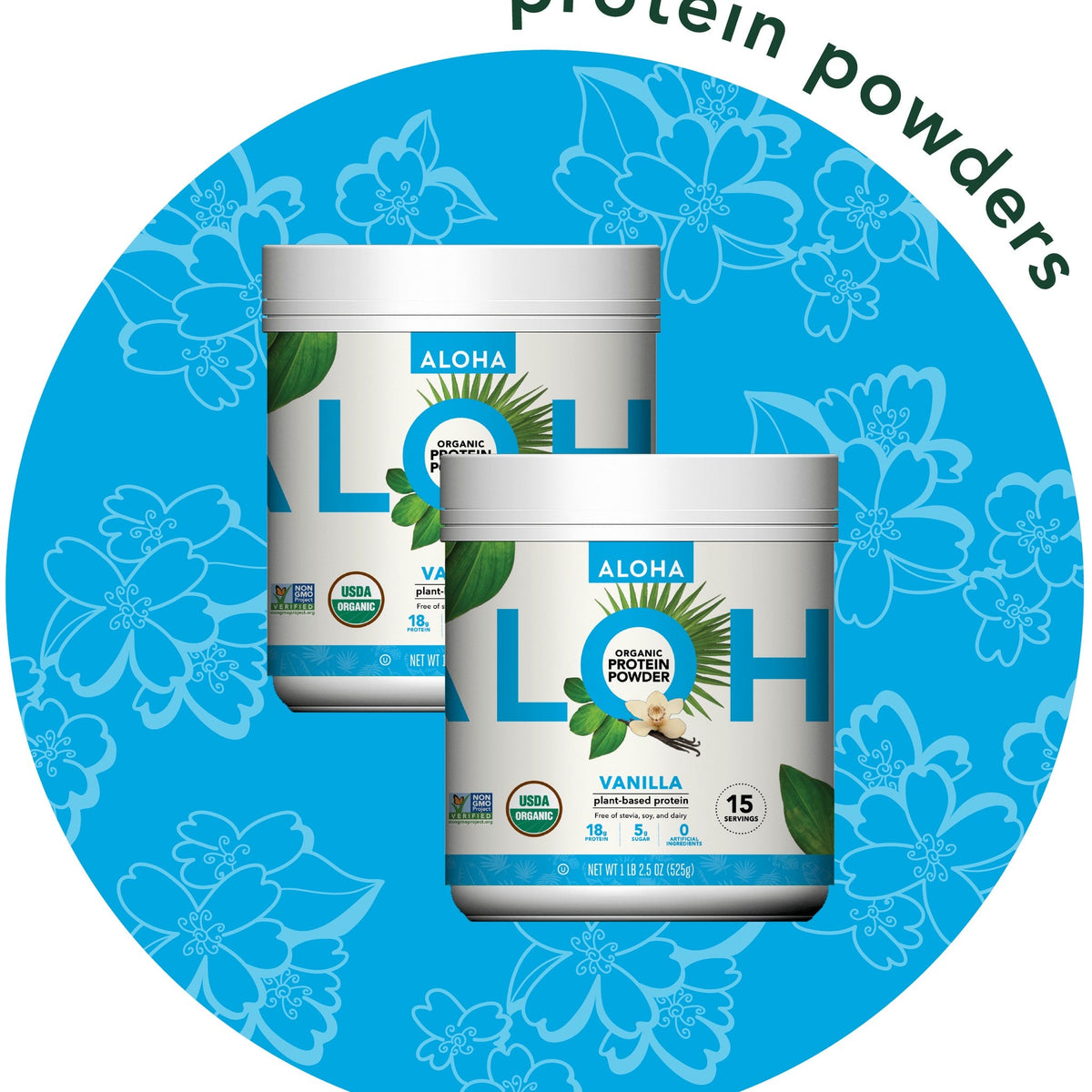 ALOHA Proteína Vegetal En Polvo Vainilla 2 Botes