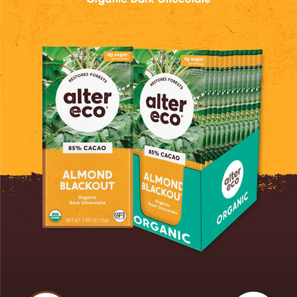 Alter Eco Chocolate Amargo con Almendras Blackout