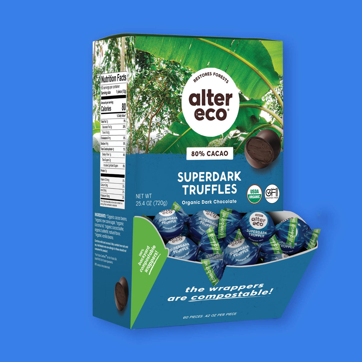 Alter Eco Trufas de Chocolate Súper Amargo 60 Piezas