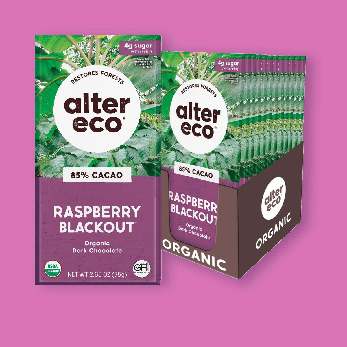 Alter Eco Chocolate Amargo con Frambuesa Blackout