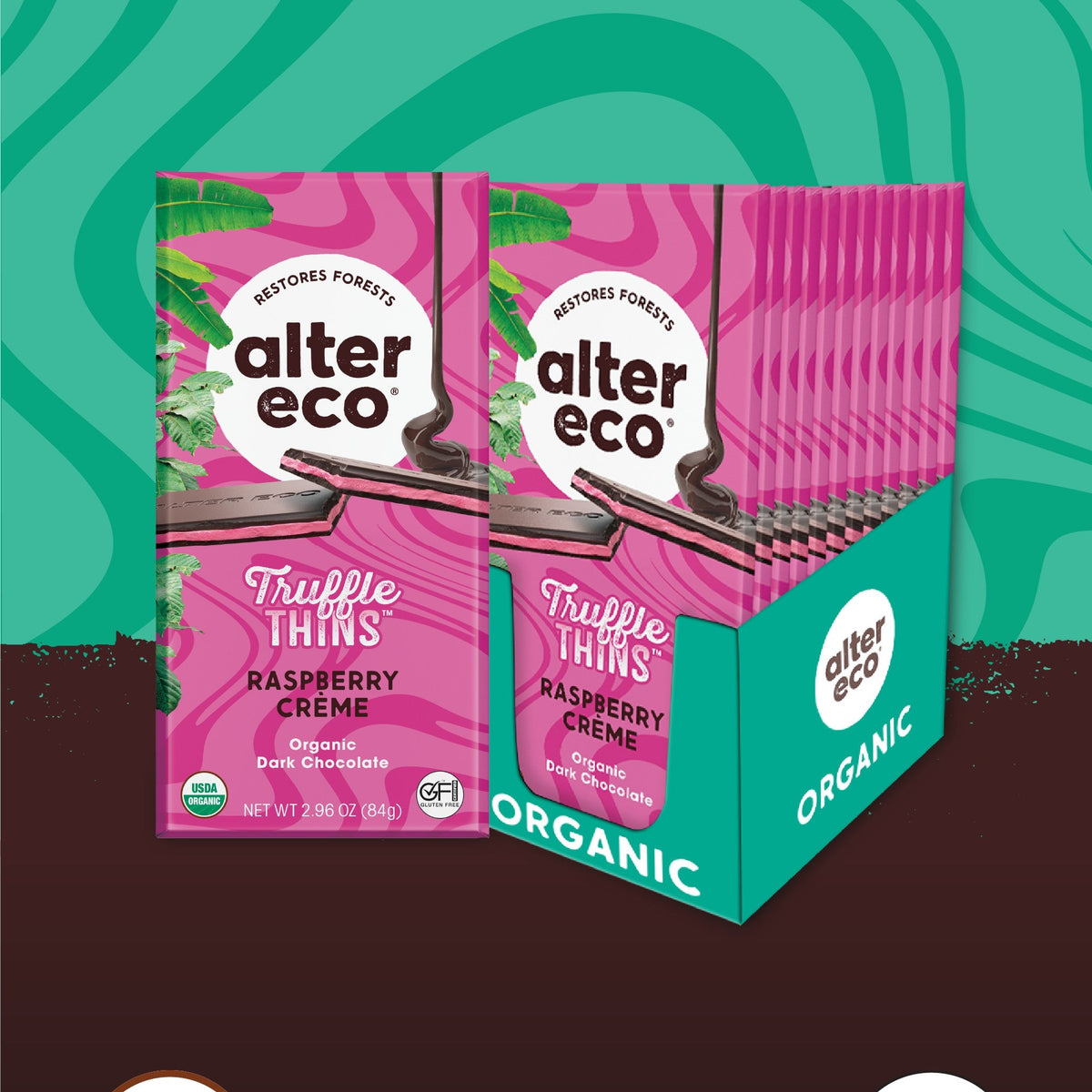 Alter Eco Láminas de Trufa de Chocolate con Frambuesa