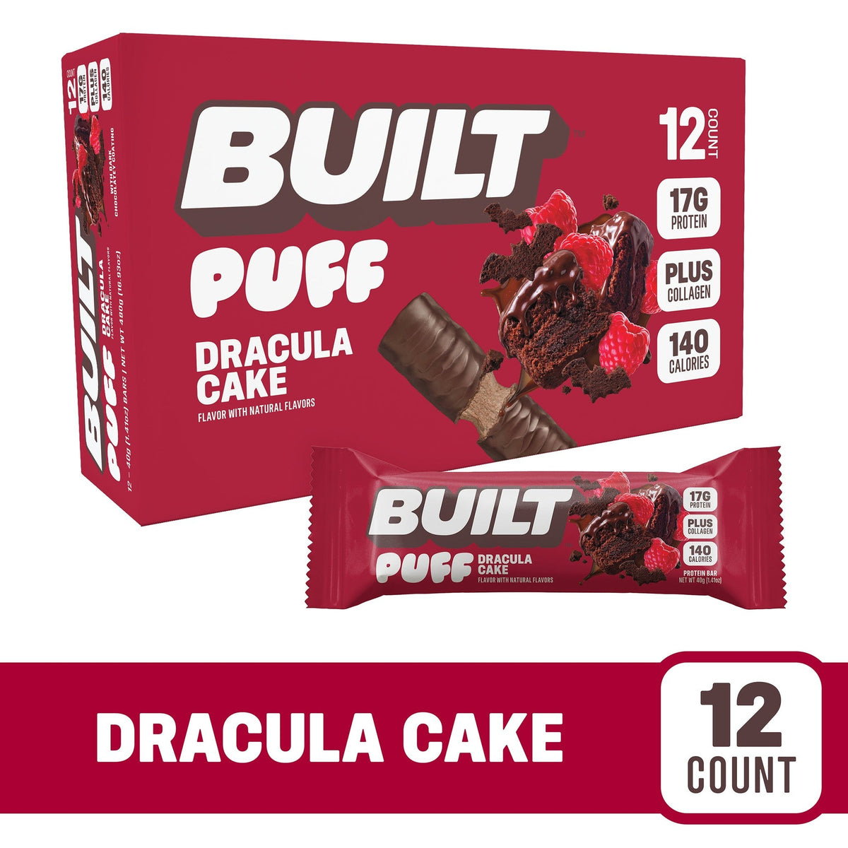 Built Puff Barra De Proteína Dracula Cake
