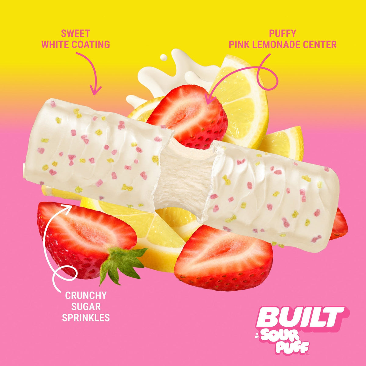 Built Sour Puff Barra De Proteína Limonada Rosa
