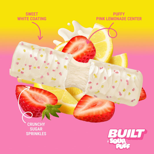 Built Sour Puff Barra De Proteína Limonada Rosa
