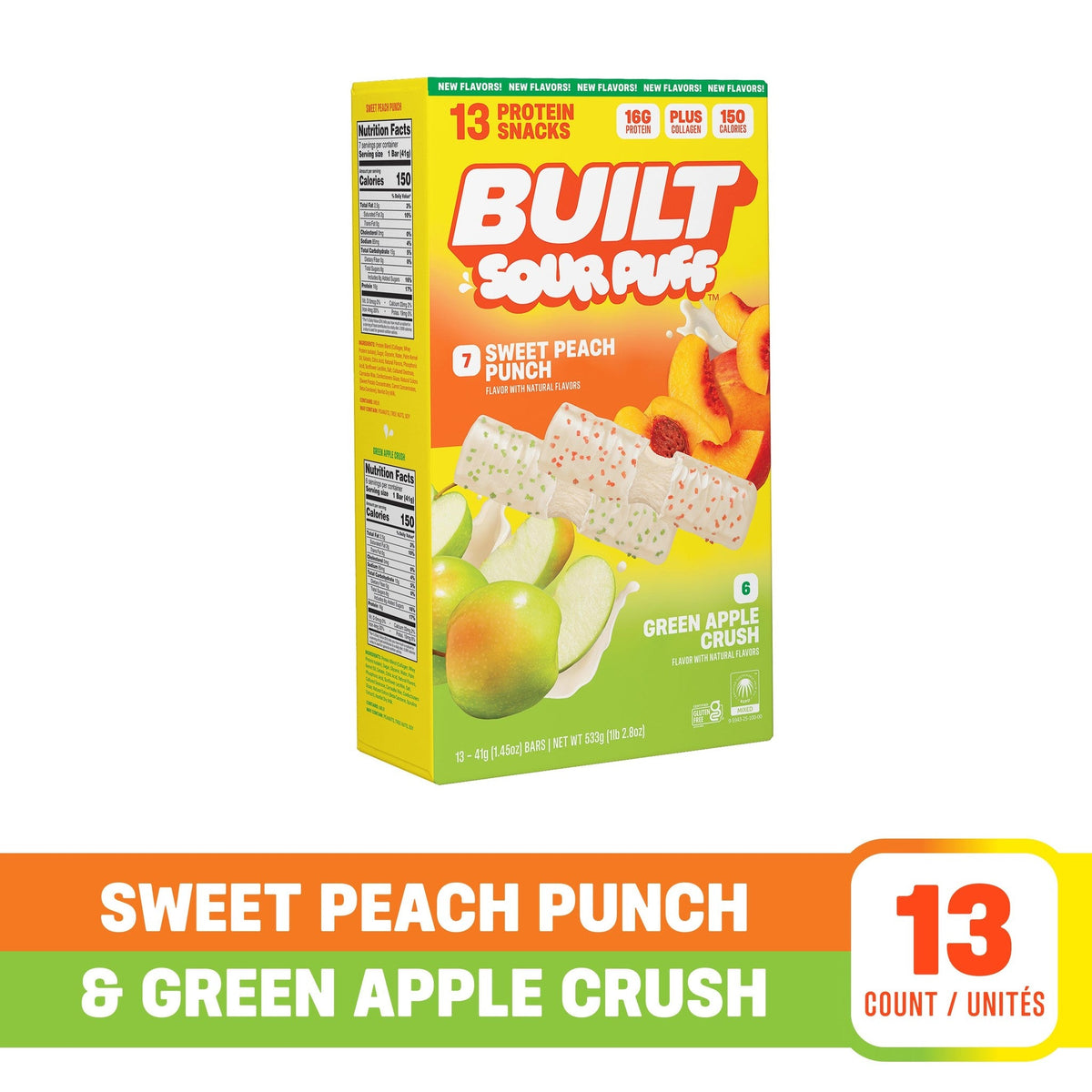 Built Barras De Proteína Surtidas Durazno Y Manzana Verde