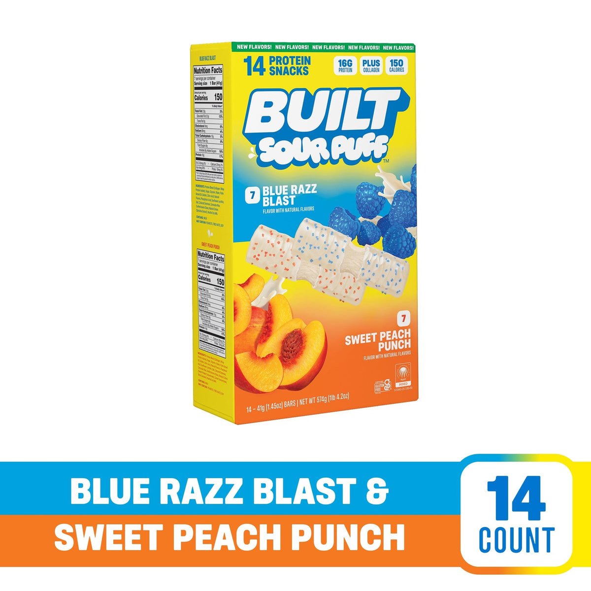Built Barras De Proteína Surtidas Blue Razz Y Durazno