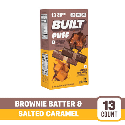 Built Barras De Proteína Surtidas Brownie Batter Y Caramelo Salado