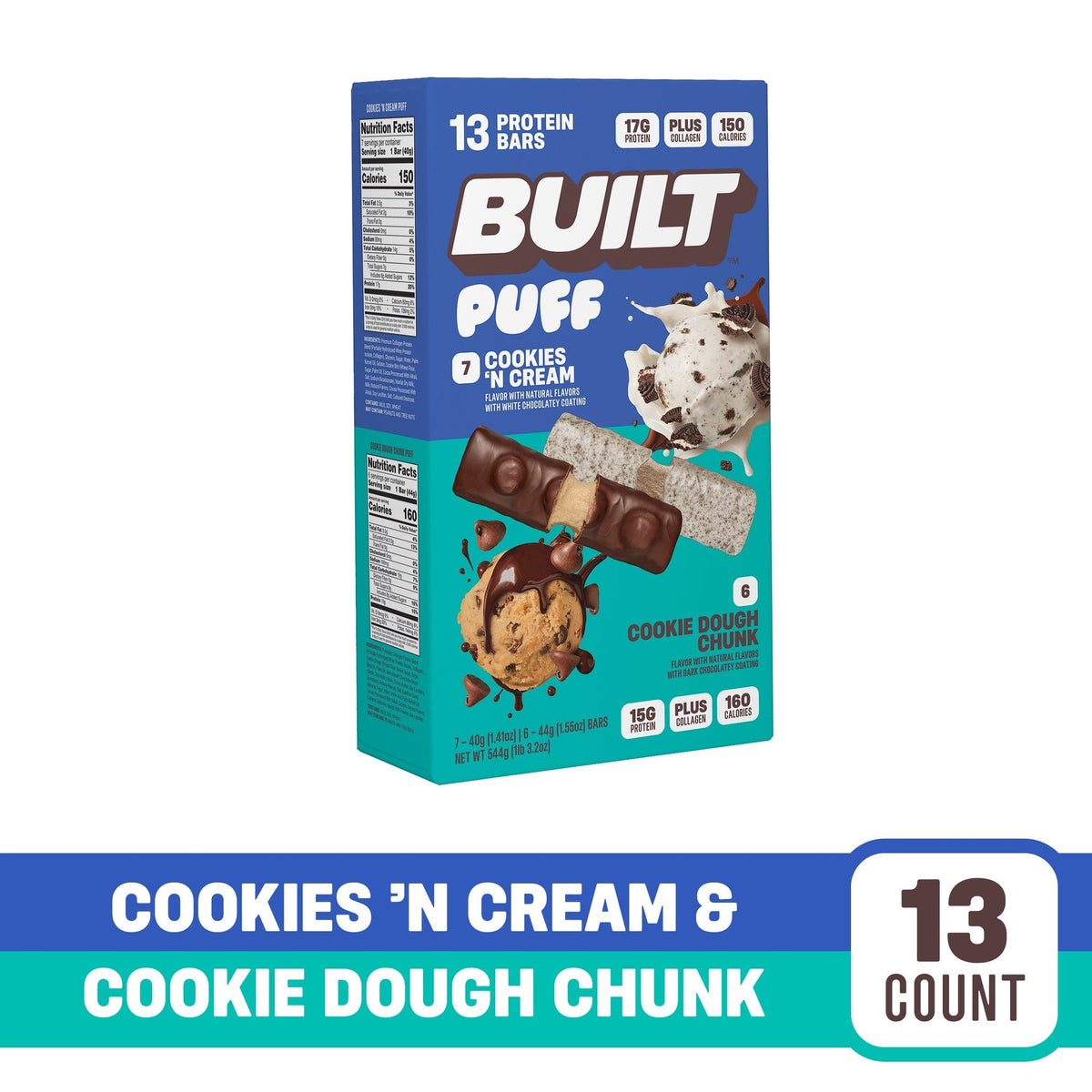 Built Barras De Proteína Surtidas Cookies 'N Cream Y Cookie Dough