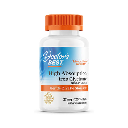 Doctor's Best Hierro Alta Absorción Ferrochel 27 Mg 120 Tabletas