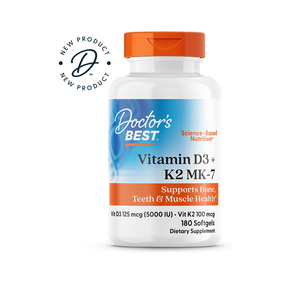 Doctor's Best Vitamina D3 Con K2 MK-7 180 Cápsulas Blandas