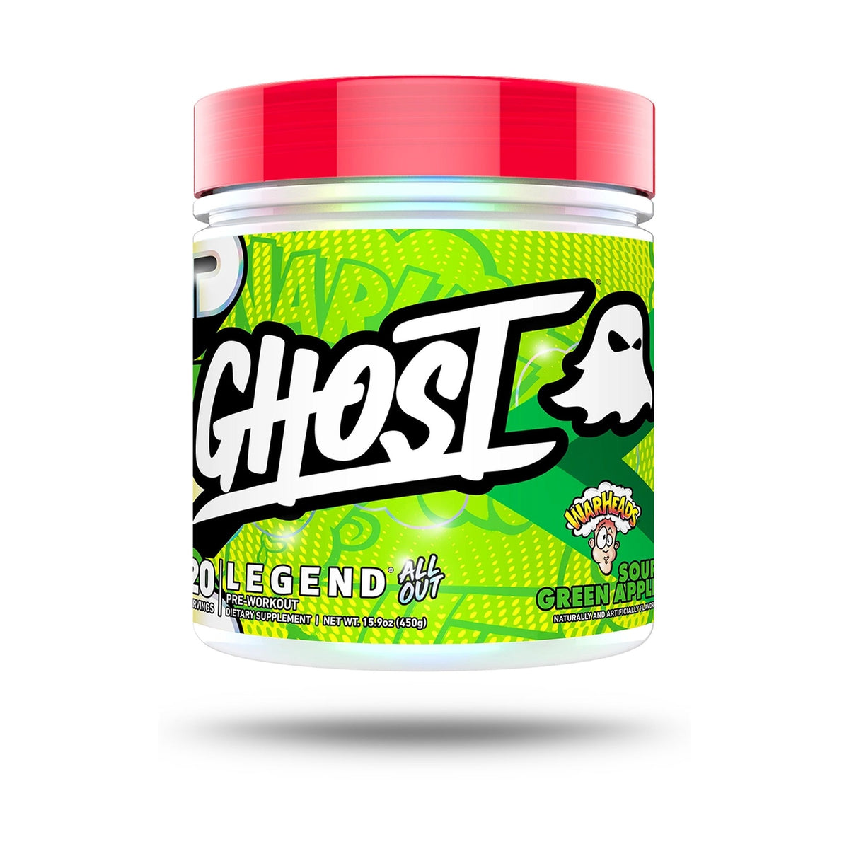 GHOST Legend All Out Pre-Entreno Warheads Manzana Verde Ácida