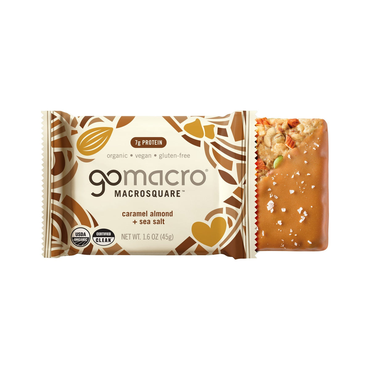 GoMacro MacroSquare Caramelo, Almendra Y Sal De Mar