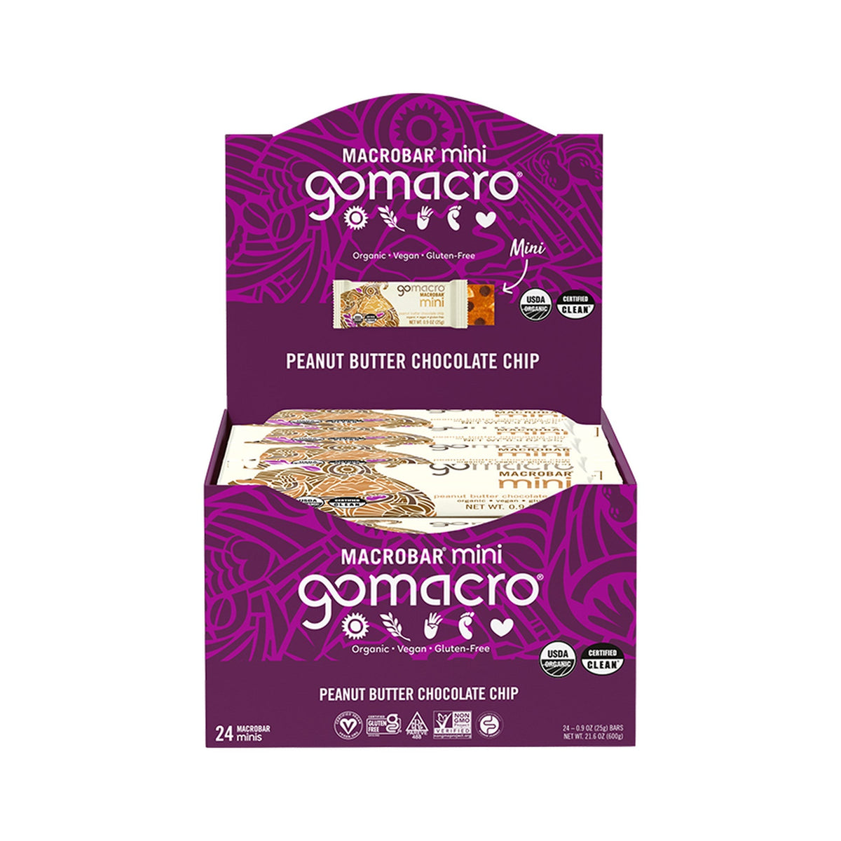 GoMacro MacroBar Mini Crema De Cacahuate Con Chispas De Chocolate