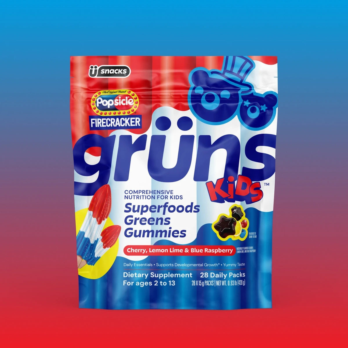 Grüns Kids Gomitas de Superalimentos Popsicle Firecracker