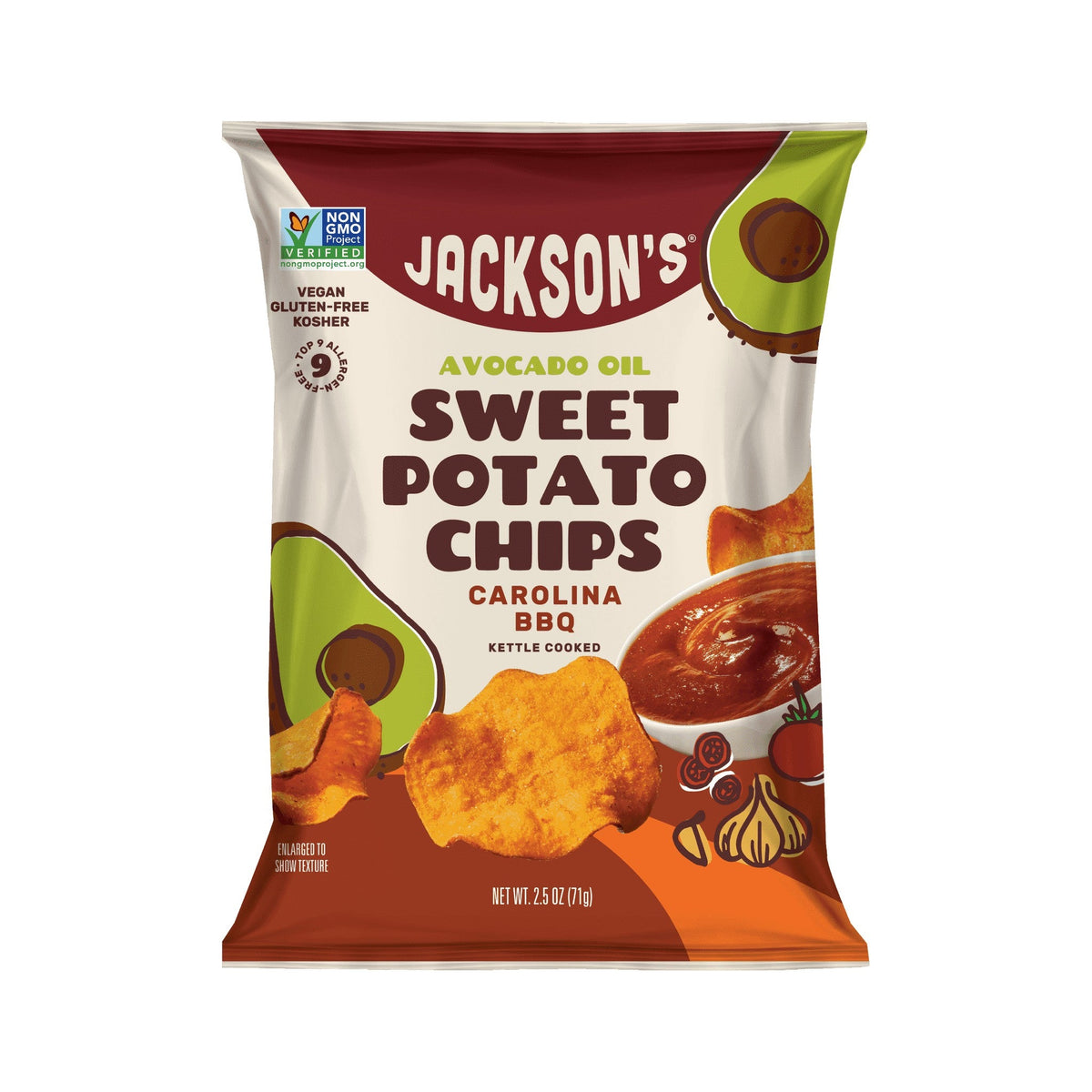 Jackson's Papas de Camote Carolina BBQ en Aceite de Aguacate 14 Bolsas