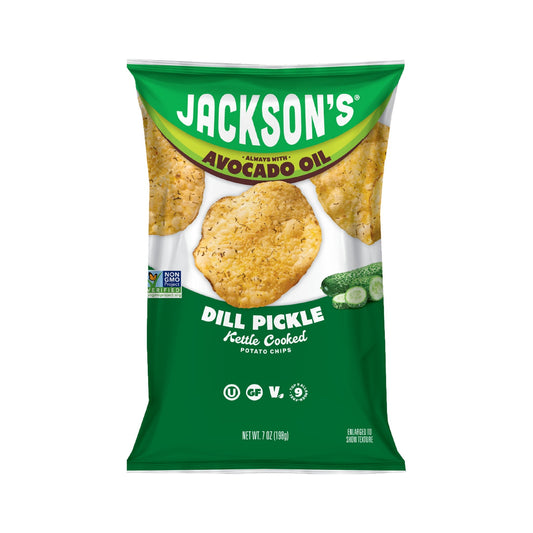 Jackson's Papas Kettle Pepinillo Eneldo en Aceite de Aguacate 6 Bolsas