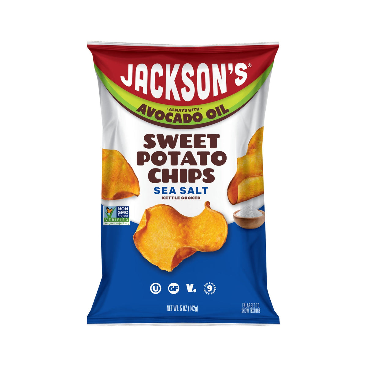 Jackson's Papas de Camote Sal de Mar en Aceite de Aguacate 8 Bolsas