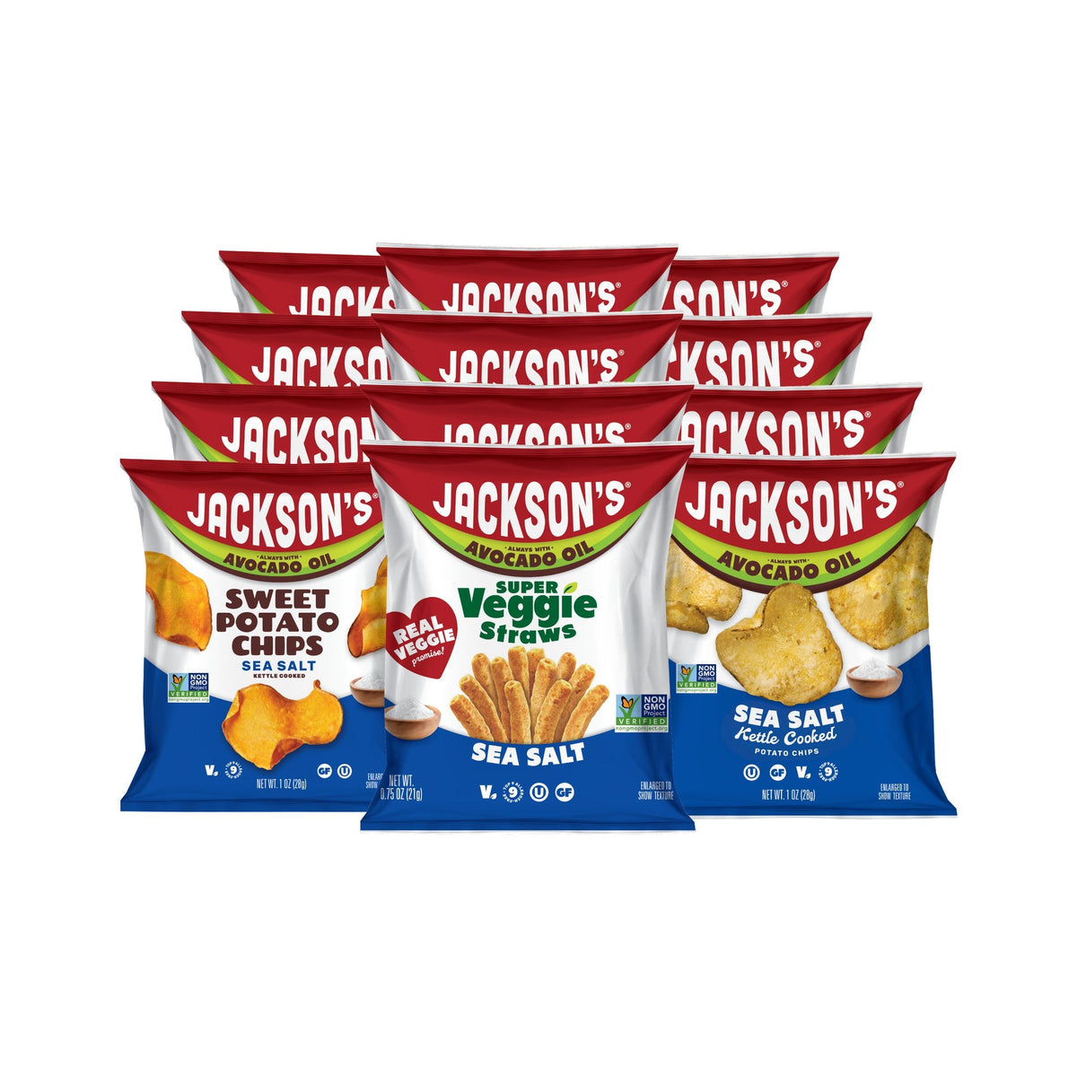 Jackson's Botanas Surtidas Sal de Mar en Aceite de Aguacate 30 Bolsitas