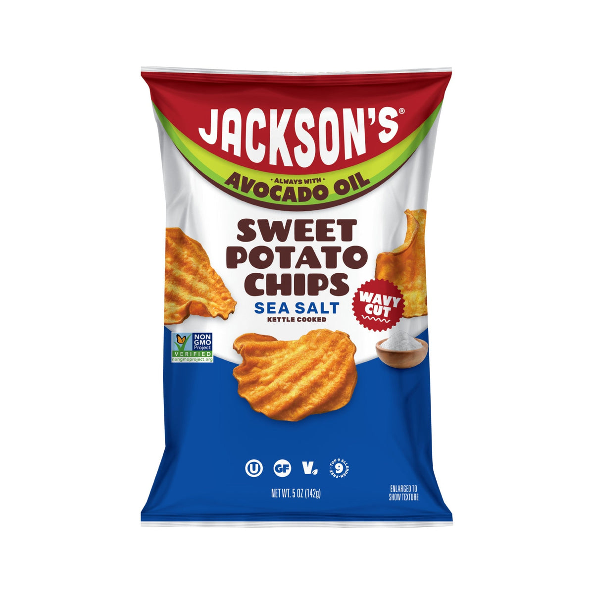 Jackson's Papas de Camote Onduladas Sal de Mar 8 Bolsas