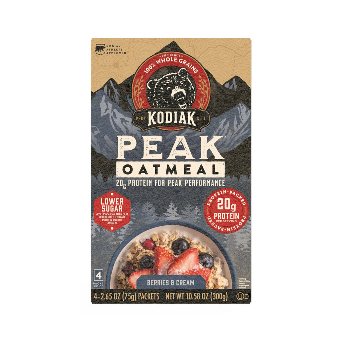 Kodiak Avena Peak Con Proteína Frutos Rojos Con Crema Sobres