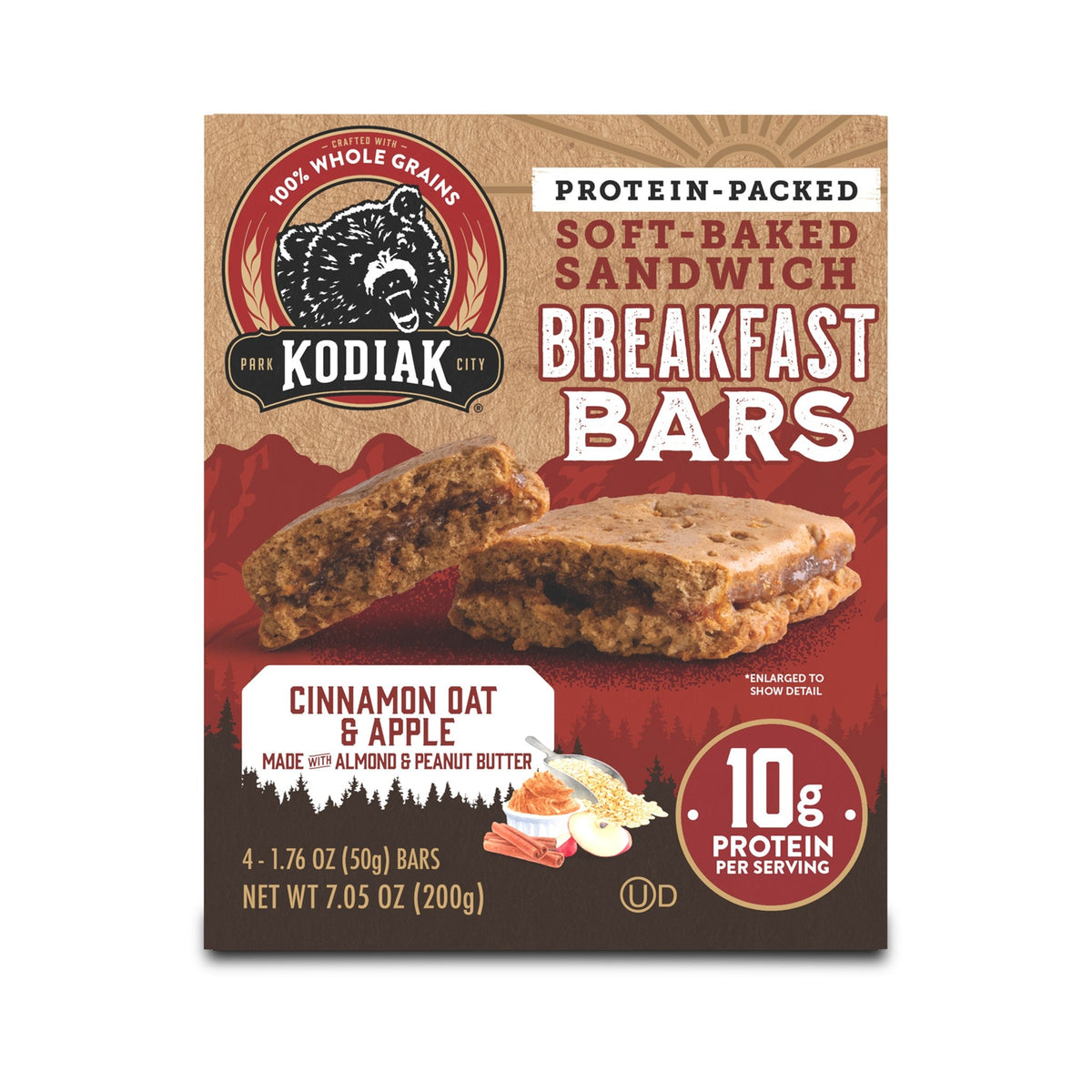 Kodiak Barras De Desayuno Avena, Canela Y Manzana