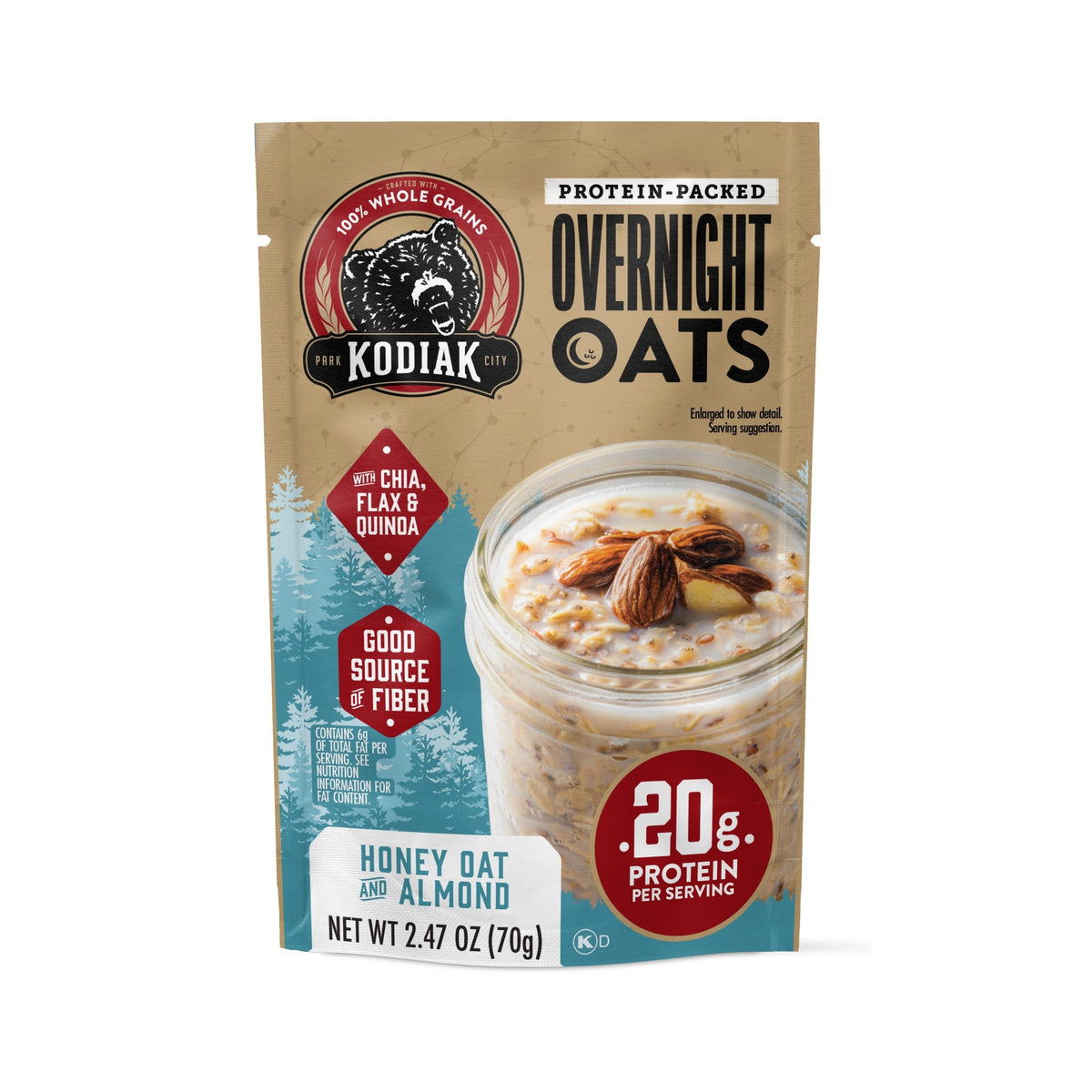 Kodiak Overnight Oats Con Proteína Miel, Avena Y Almendra