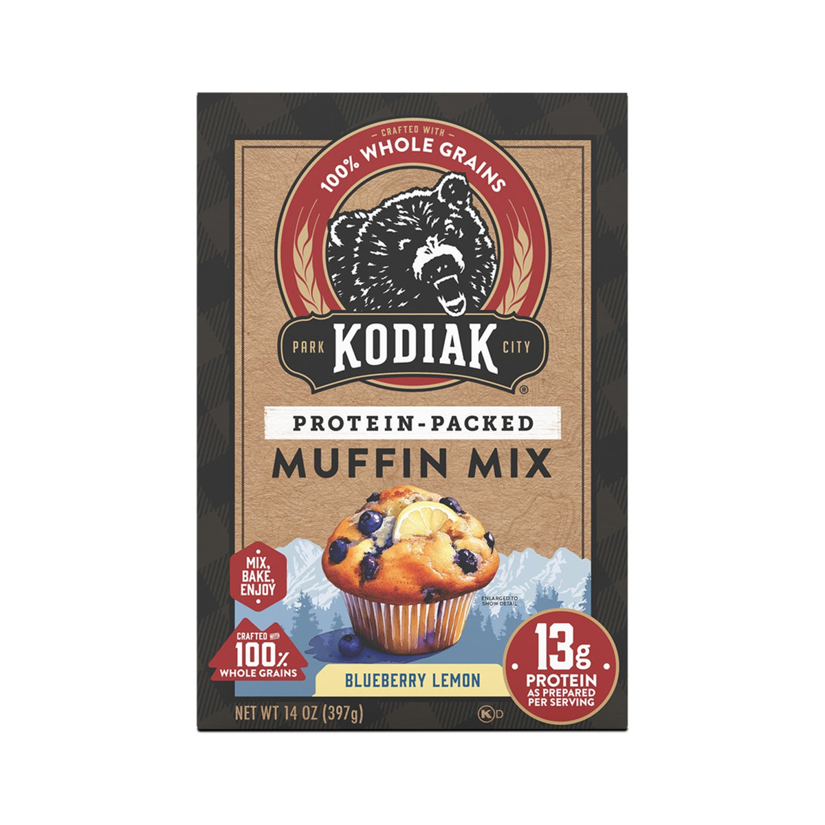 Kodiak Harina Para Muffins Con Proteína Mora Azul Y Limón