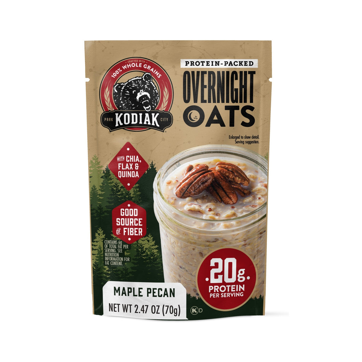 Kodiak Overnight Oats Con Proteína Maple Y Nuez Pecana