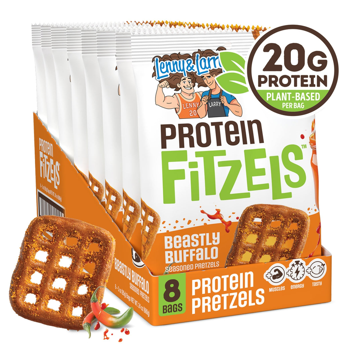 Lenny & Larry's Pretzels Con Proteína Beastly Buffalo 8 Bolsas