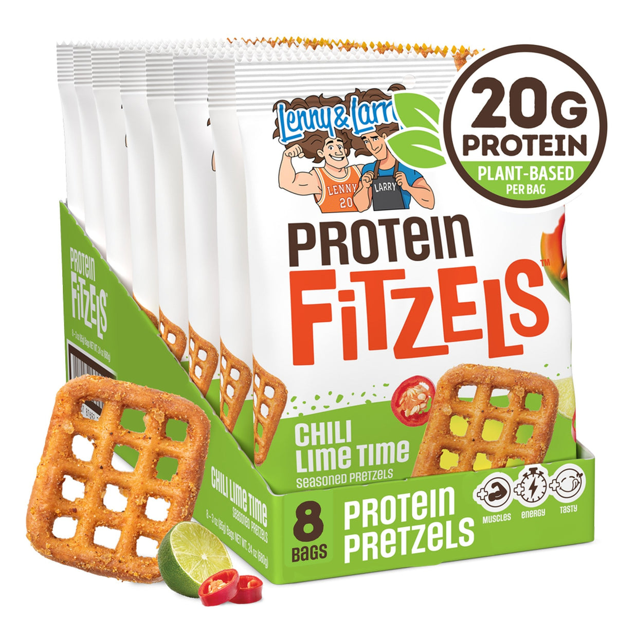 Lenny & Larry's Pretzels Con Proteína Chile Y Limón 8 Bolsas