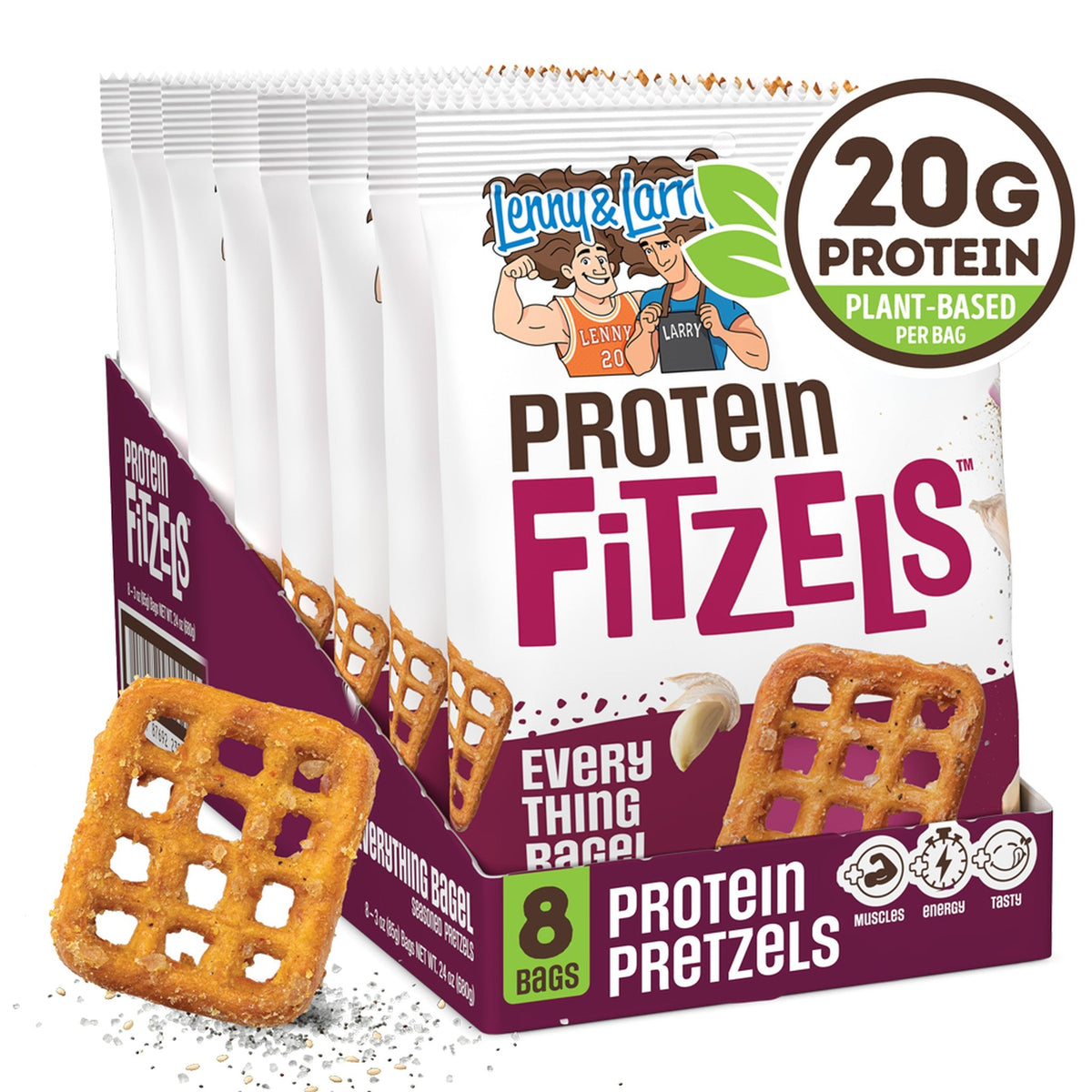 Lenny & Larry's Pretzels Con Proteína Everything Bagel 8 Bolsas