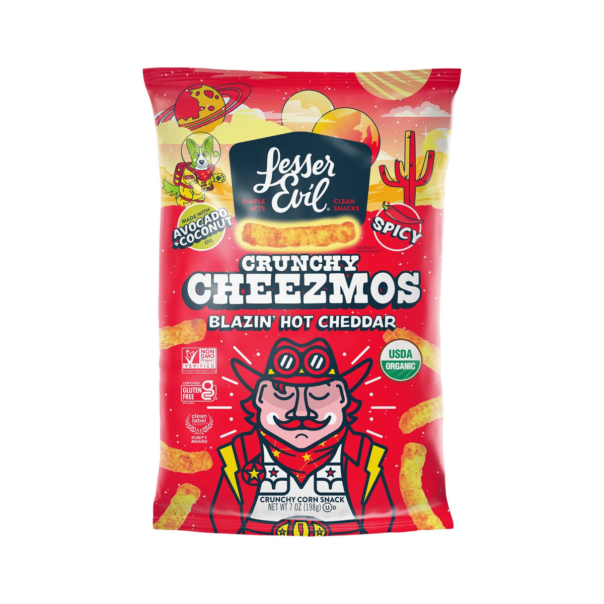 LesserEvil Cheezmos Blazin' Hot Cheddar