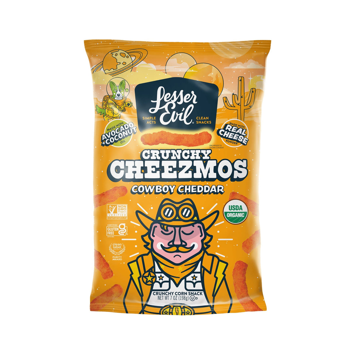 LesserEvil Cheezmos Cowboy Cheddar