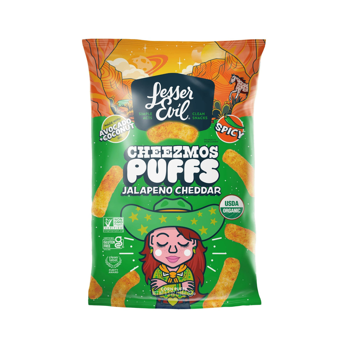 LesserEvil Cheezmos Jalapeño Cheddar