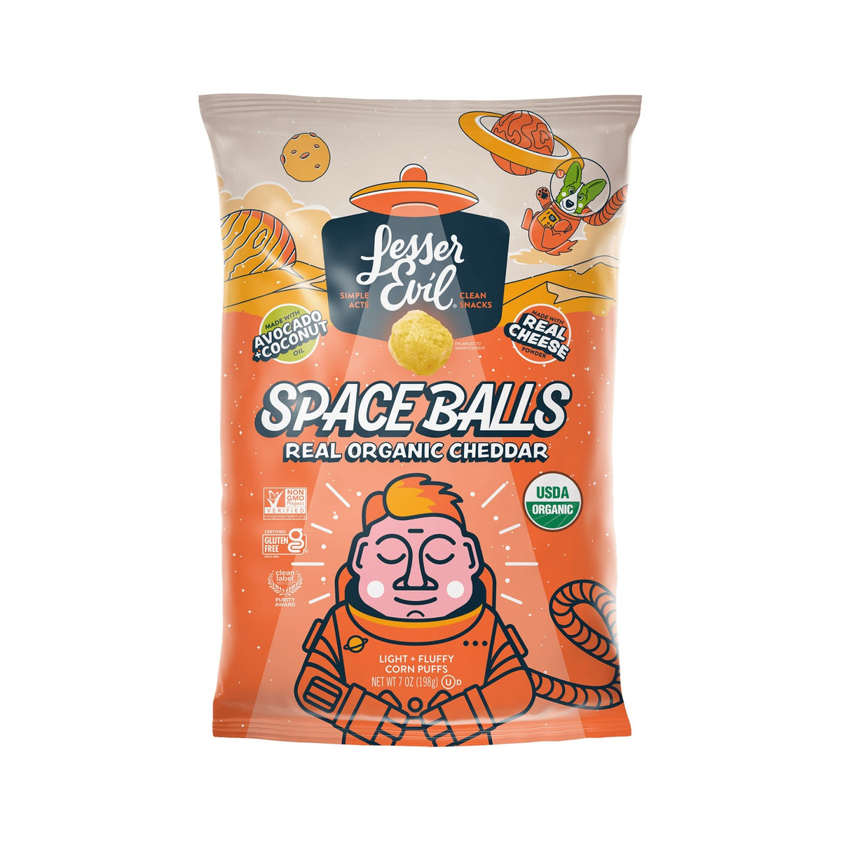 LesserEvil Space Balls Cheddar Orgánico