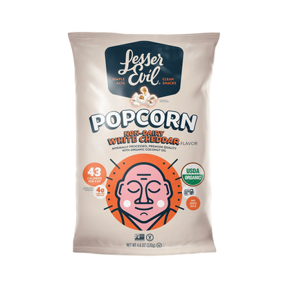 LesserEvil Palomitas Orgánicas Cheddar Blanco Sin Lácteos