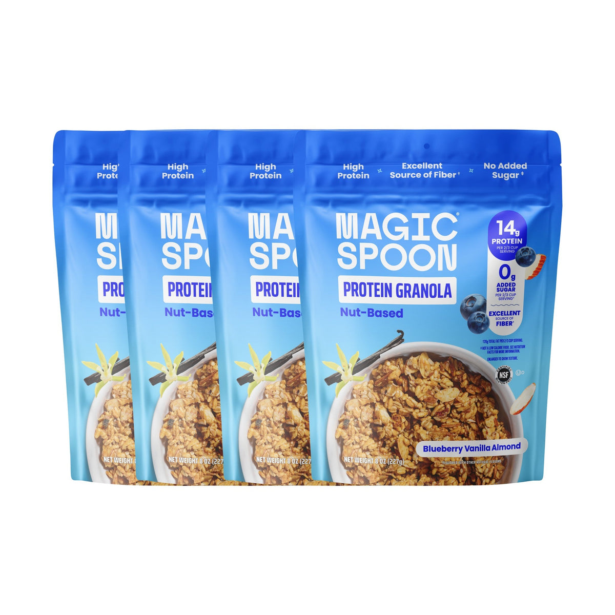 Magic Spoon Granola Con Proteína Mora Azul, Vainilla Y Almendra 4 Bolsas