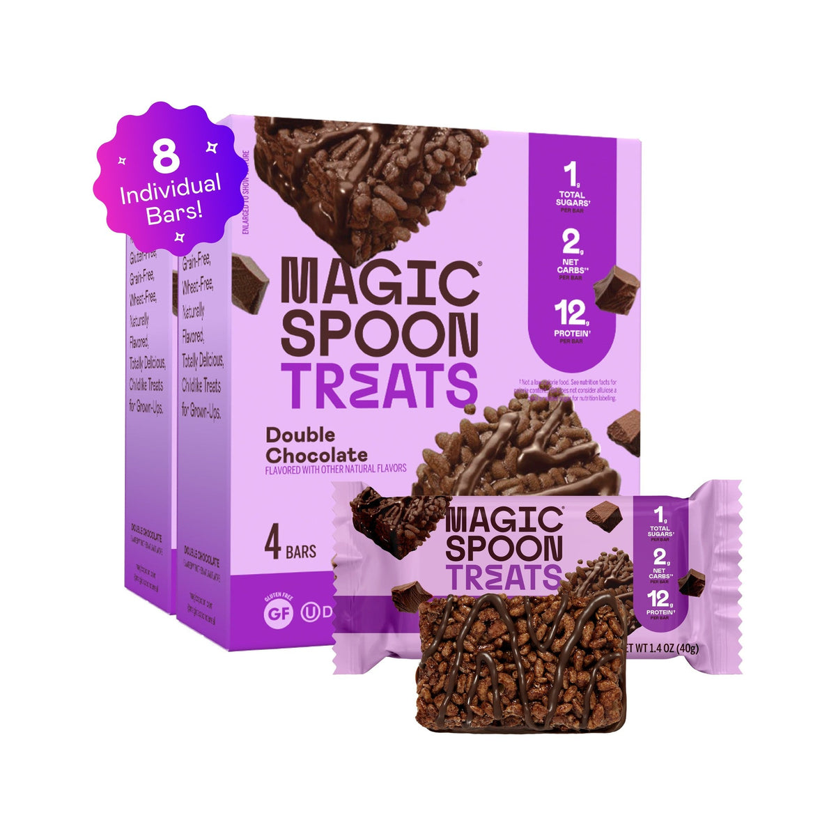 Magic Spoon Barras De Cereal Con Proteína Doble Chocolate 8 Piezas
