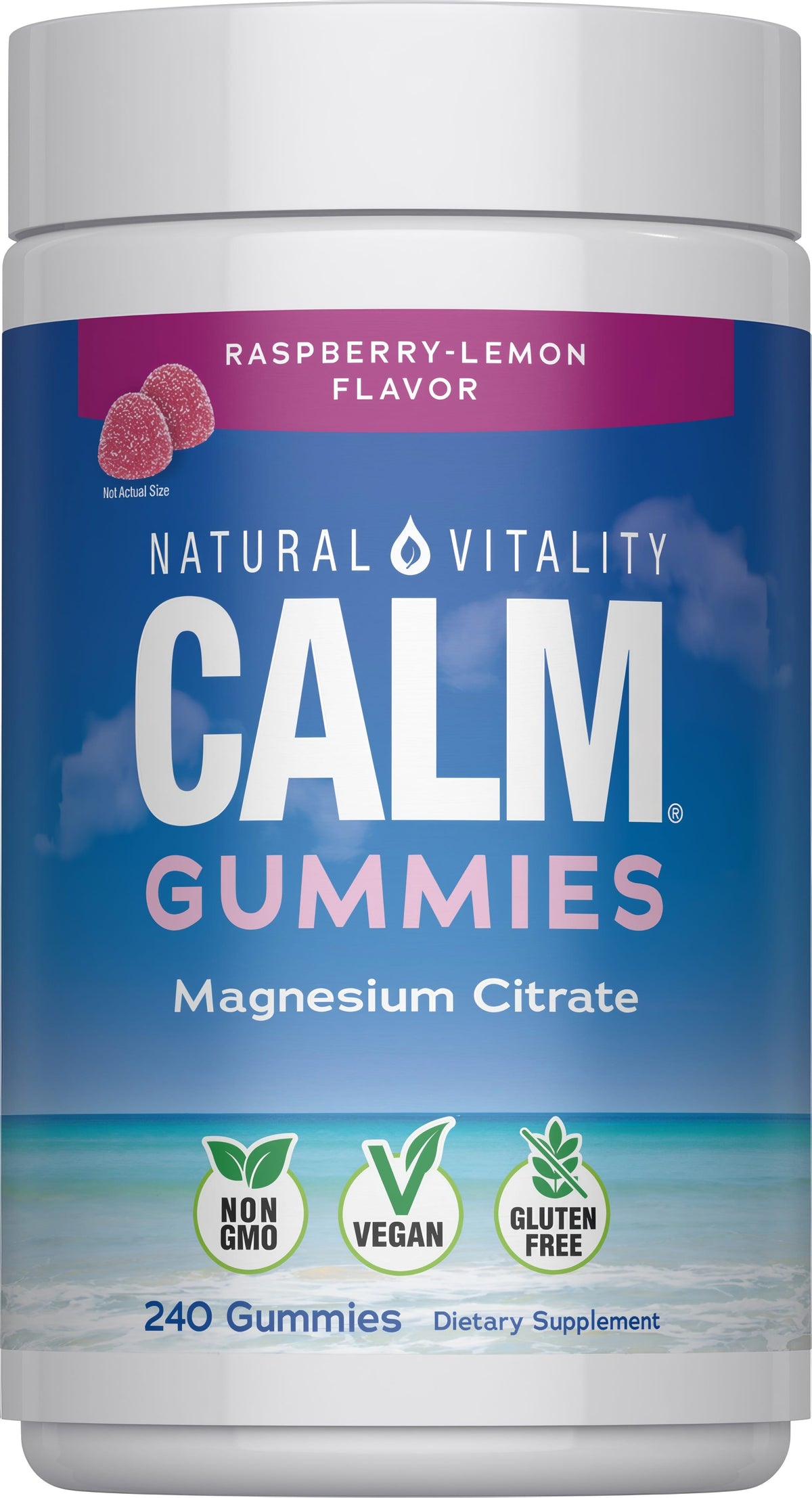 Natural Vitality CALM Gomitas De Magnesio Frambuesa Limón 240 Piezas
