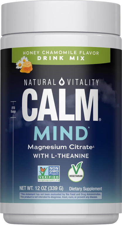 Natural Vitality CALM Mind Magnesio Con L-Teanina En Polvo Miel Y Manzanilla 339 g
