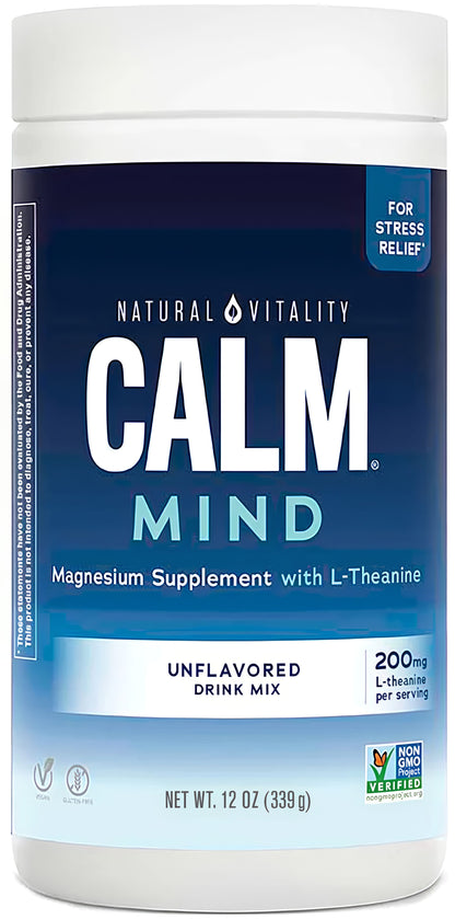 Natural Vitality CALM Mind Magnesio Con L-Teanina En Polvo Sin Sabor 339 g