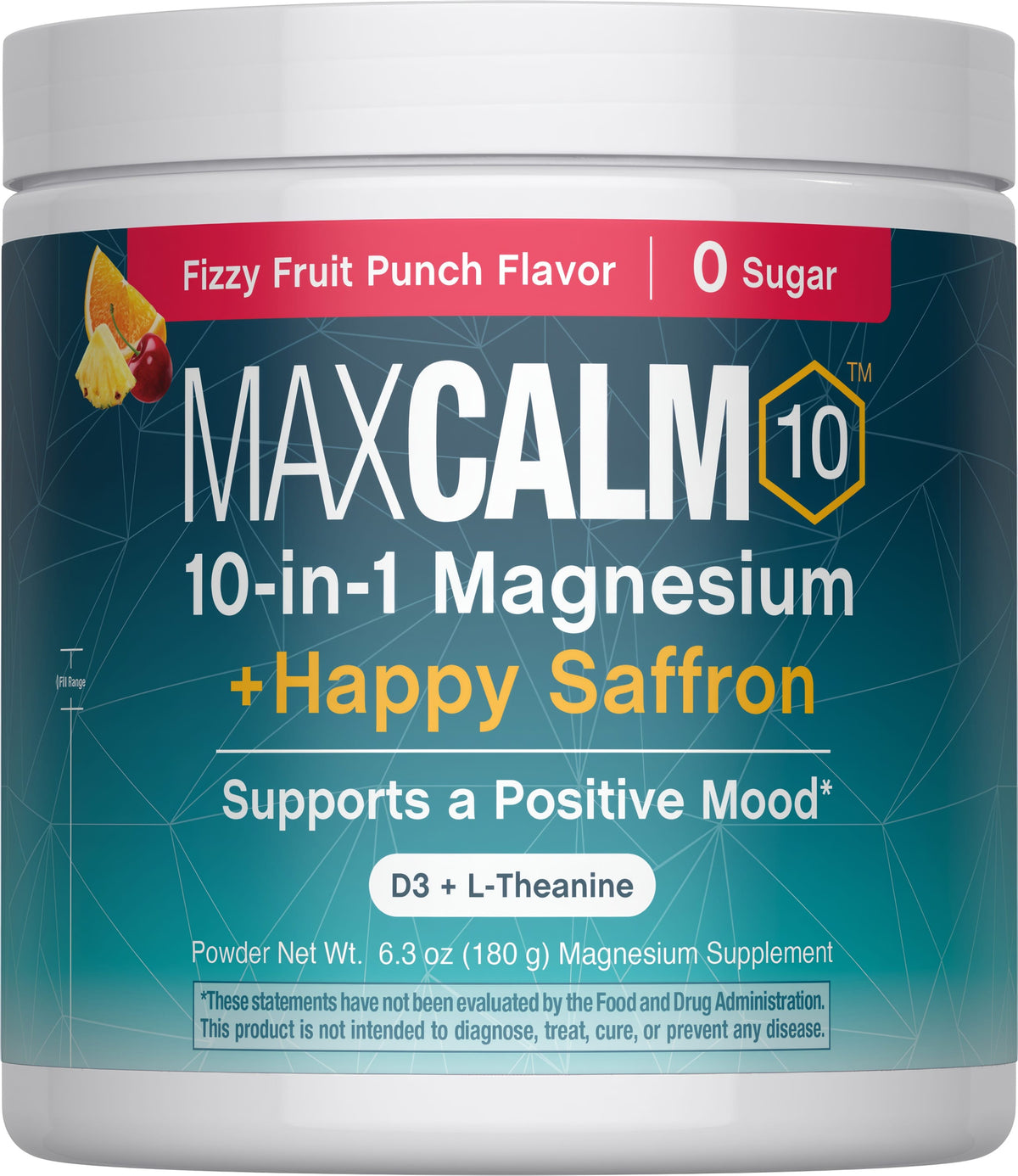 Natural Vitality MAXCALM Magnesio 10 En 1 Con Azafrán Efervescente Ponche