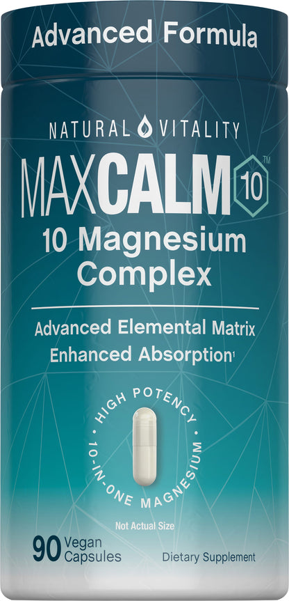 Natural Vitality MAXCALM Complejo De Magnesio 10 En 1 90 Cápsulas