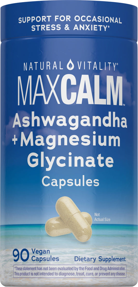 Natural Vitality MAXCALM Ashwagandha Y Glicinato De Magnesio 90 Cápsulas
