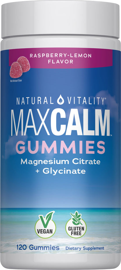 Natural Vitality MAXCALM Gomitas De Magnesio Frambuesa Limón 120 Piezas